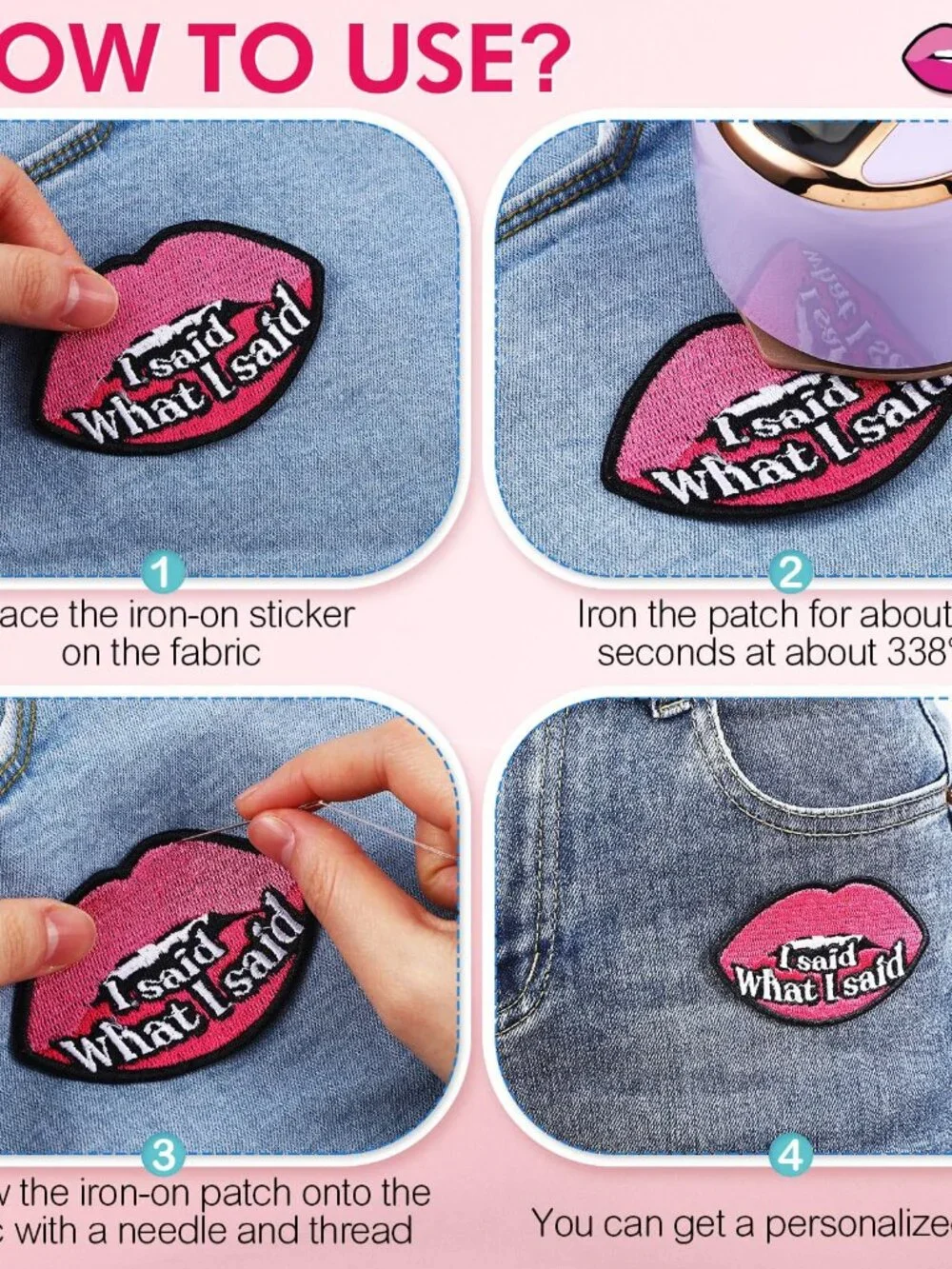 Lyrow 20 Pcs Phrase Iron on Patches Hot Pink Patches for Hats Girls Power Embroi
